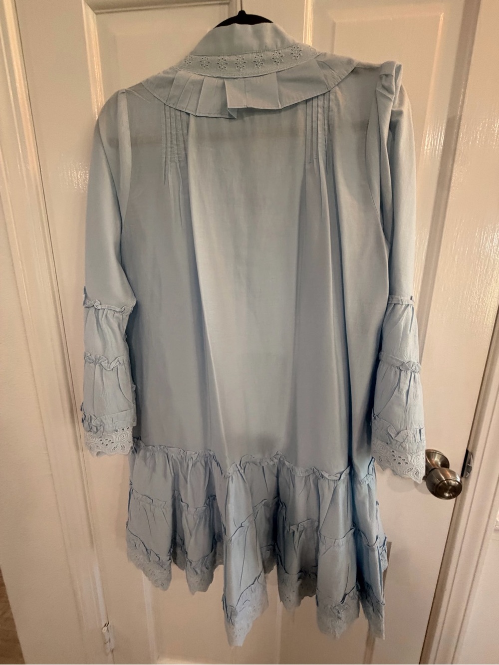 Light Blue Ruffle Front Dress - Picture 3 of 4
